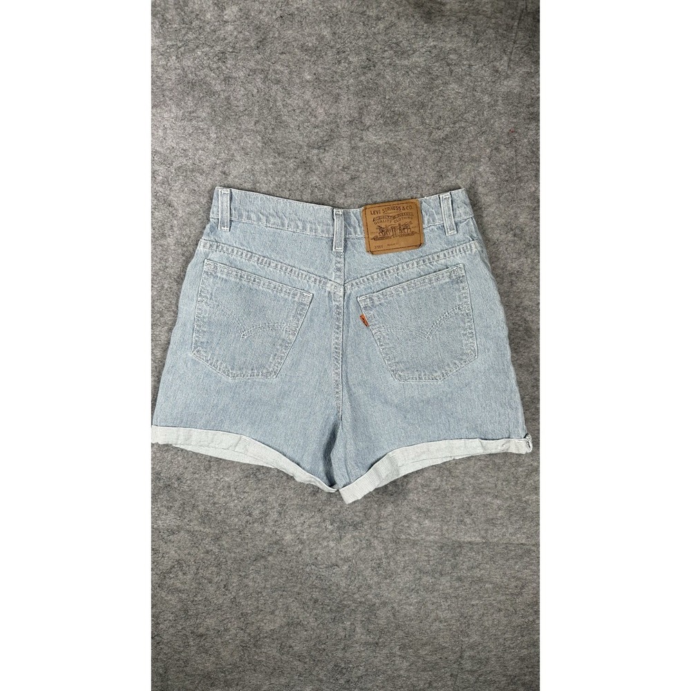 VTG 90s Levis Jean Shorts Womens 9 High Rise Orange Tab Denim Cuffed 37954